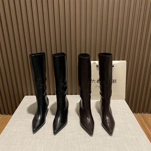 韩版细跟尖头套筒不过膝高筒靴女