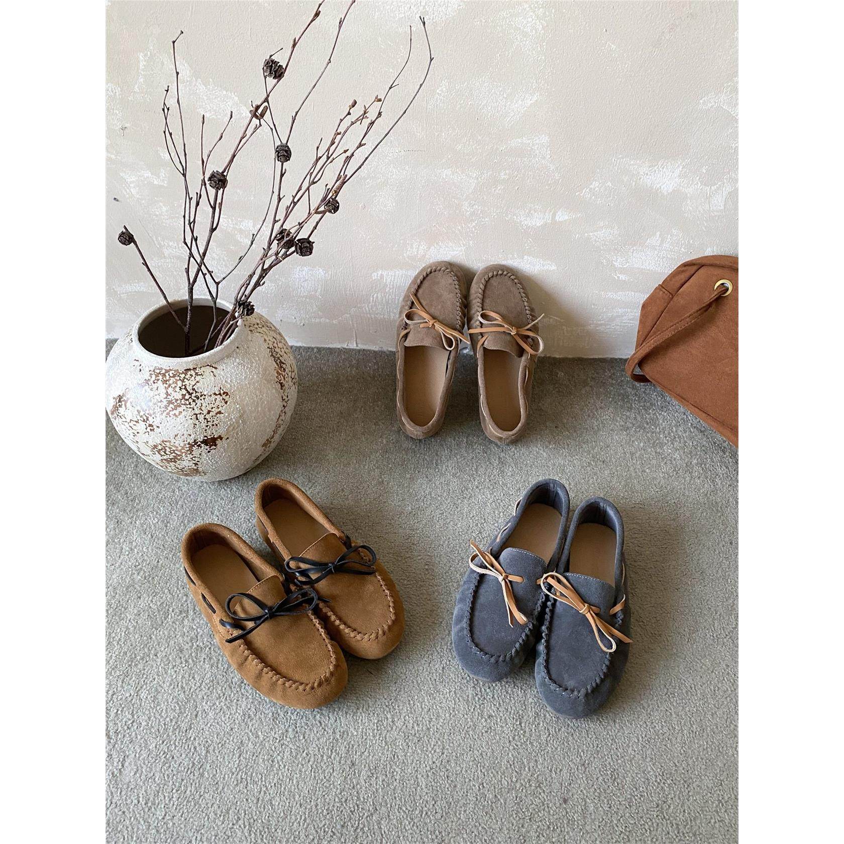 KA MI YA 韩版蝴蝶结豆豆鞋女2026新款百搭系带一脚蹬懒人豆豆鞋,女鞋,乐福鞋（豆豆鞋）,淘宝优惠券,粉丝福利购,淘宝优惠卷