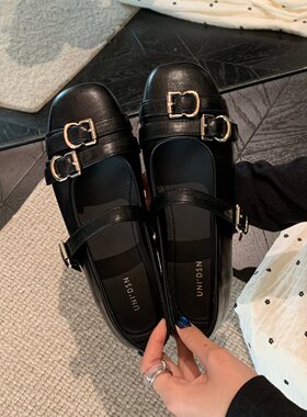 UNIDSN 法式复古风方扣玛丽珍鞋女2026年春夏新款一字带浅口单鞋