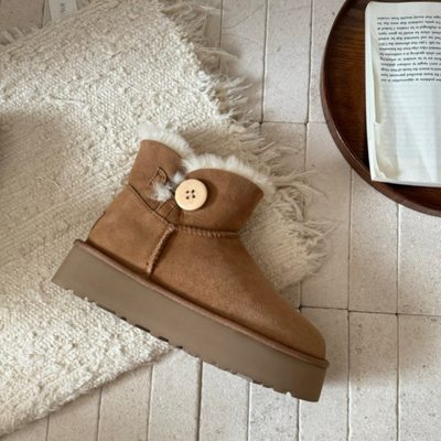 厚底雪地靴3352秋冬2025新款毛毛靴百搭加绒加厚保暖经典纽扣棉鞋