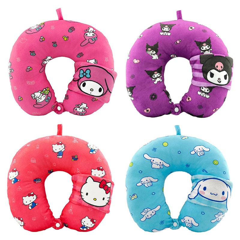 MINISO 산리오 펀 어드벤처 시리즈 U 베개[아이 마스크 포함] 귀여운 메모리 폼 목 보호대 점심 시간
