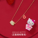 Hello Kitty, ожерелье, дизайнерский пончик, милая клубника, цепочка до ключиц, серебро 925 пробы, легкий роскошный стиль