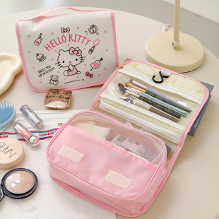 三丽鸥正版 凯蒂猫可爱手提化妆包女旅行洗漱包便携收纳袋化妆包萌