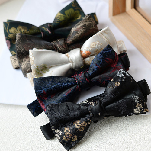 国风花纹领结双层高级感英伦复古