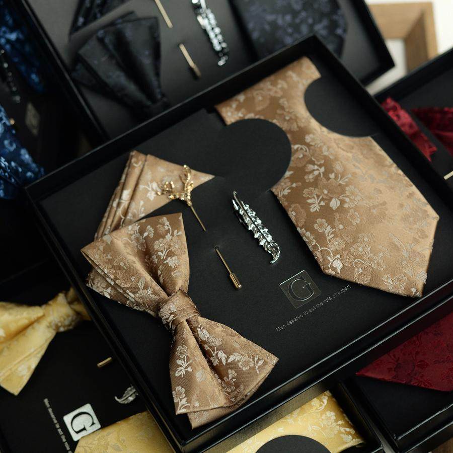 提花领带男结婚礼盒套装生日礼物