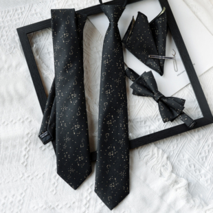 星海领带领结黑色提花高级感新郎结婚宴会礼服搭配送人生日礼物潮