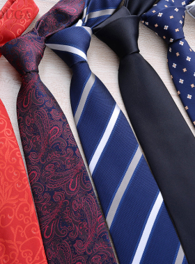 领带男女8cm正装商务结婚领带新郎学生工作韩版上班 红色黑色领带