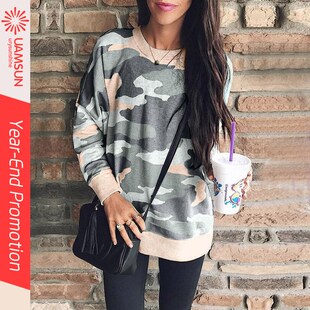 fashion women printing tops sweater 2019 camouflage winter