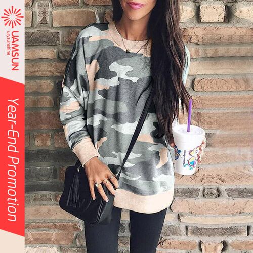 2019 winter women fashion printing tops camouflage sweater