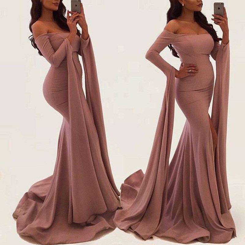 Evening party dress women slit Long Dresses bodycon Gown长裙