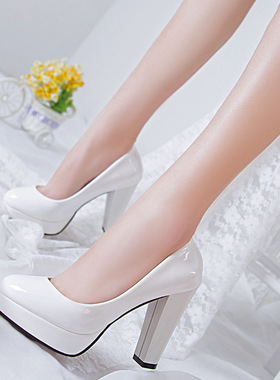 Thick heeled bridesmaid shoes women nightclubs wedding shoes