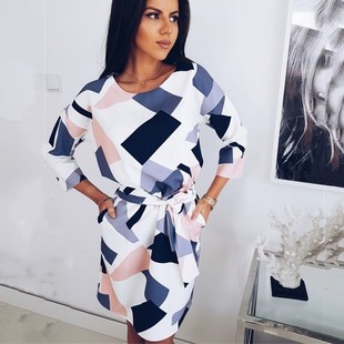 Sleeve Autumn loose Women Dresses printing 2018