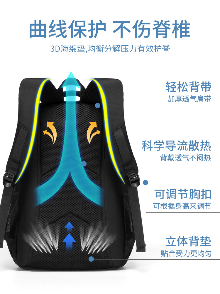 MIDDLE SCHOOL SCHOOL BAG MENS BURDEN REDUCTION RIDGE PROTECTION JUNIOR HIGH SCHOOL STUDENT BACKPACK NEW LIGHTWEIGHT WATERPROOF HIGH SCHOOL STUDENT BACKPACK LARGE CAPACITY