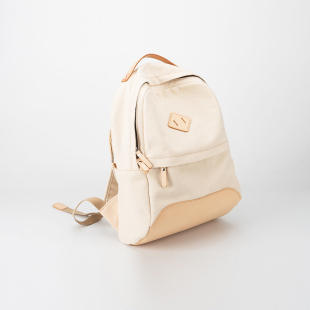 手工文艺学院短途旅行郊游中性14寸电脑双肩包 帆布遇上皮革