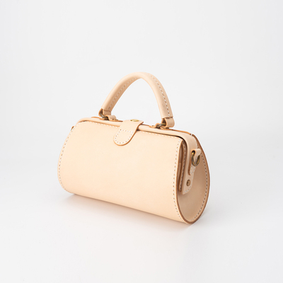 复古手缝梯形真皮医生包