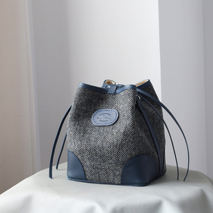 Tweed Harris 暖到心坎秋冬女士包包水桶包 羊毛拼皮医生包