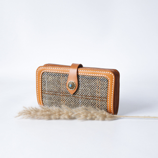 手工长夹｜可拆卸拉链零钱包 Harris 真皮 大容量收纳 Tweed