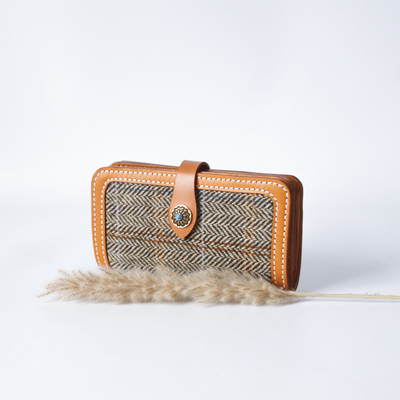 Harris Tweed × 真皮 手工长夹｜可拆卸拉链零钱包 大容量收纳