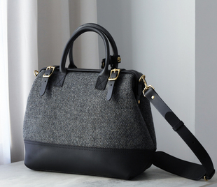 Tweed暖到心坎秋冬女士包包手提包大號 Harris 羊毛拼皮医生包