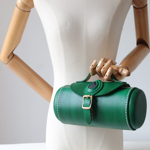 天使之眼 复古腰鼓包头层牛皮休闲女包创意小众设计简约斜挎包