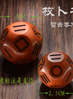 十四面枚卜丸石博茕袖中金袖里乾坤八卦骰子色子周易雷击枣木定制