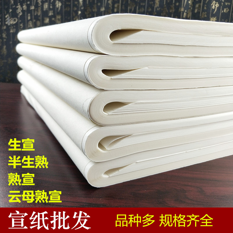 宣纸批发 四尺对开三开4开生宣熟宣半生半熟毛笔书法国画用 100张