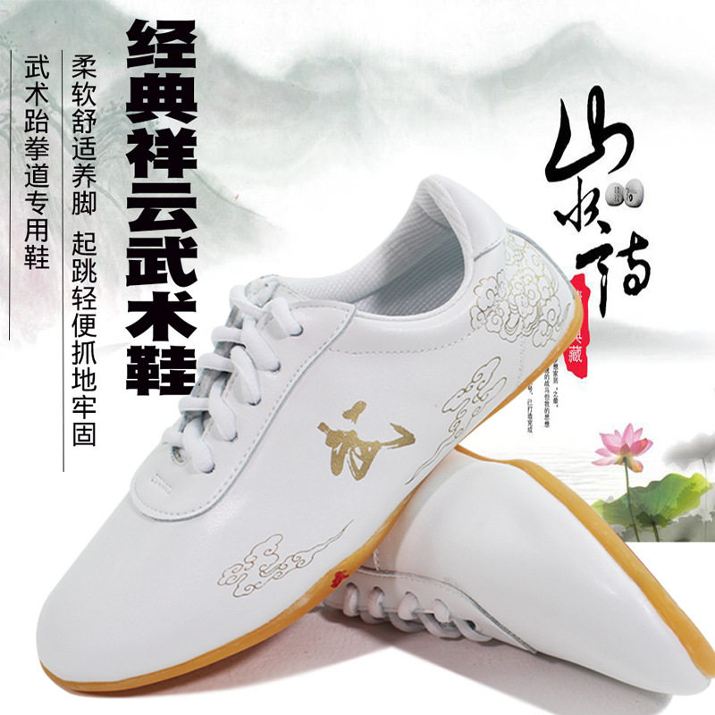 经典祥云武术鞋男女牛筋底太极鞋透气表演训练练功鞋牢固