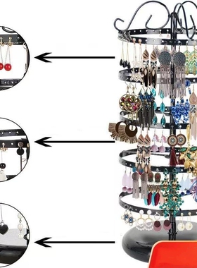 圆形旋转耳环架金属首饰展示道具铁艺饰品架桌面耳线耳钉展示挂架