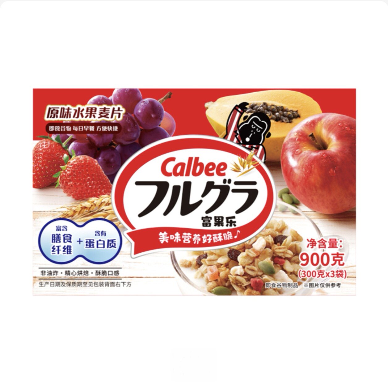 开市客代购富果乐原味水果麦片冲饮即食早餐谷物健康营养300g*3袋