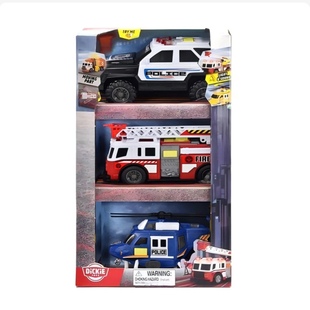 迪奇城市小车儿童益智汽车声光玩具仿真卡通车系列3件套