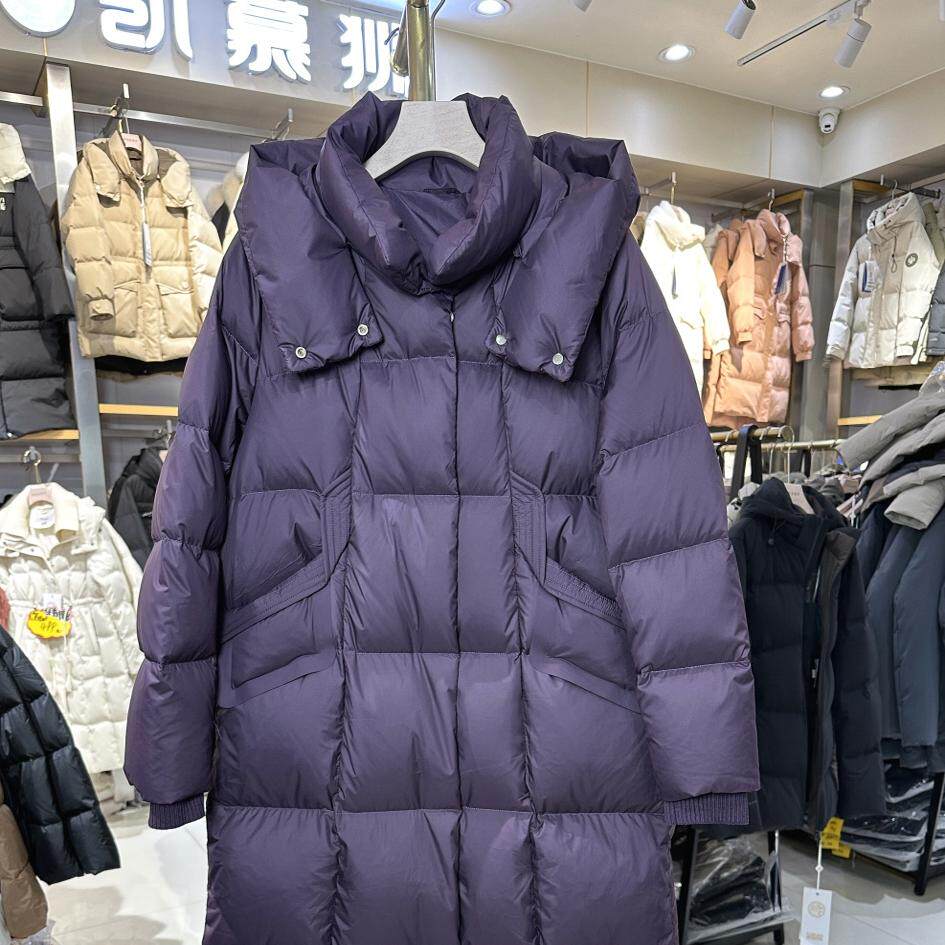 凯慕狮羽绒服2024新款中长款女时尚宽松显瘦脱卸帽正品KMS164372