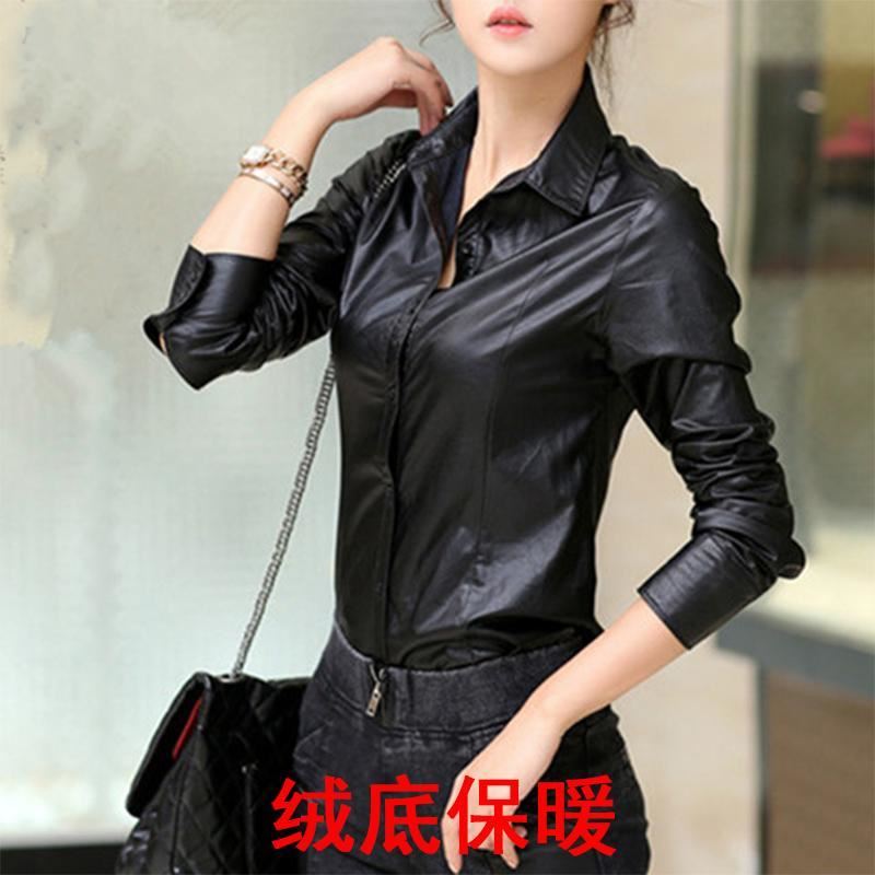 2020 Early Autumn new pattern Long black Long sleeve Pippi pu shirt Korean Edition Versatile Self cultivation Ultra cents jacketin the Women's clothing/Boutique , Shirt  category - from Buy2taobao.com to provide professional Taobao agent buy service
