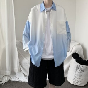 K1404-2-c26-P55-短袖50男女生衬衫新休闲情侣新款外套潮衬衣潮件图片