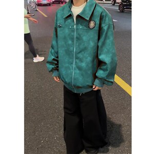 休闲男装新品港风冲锋衣多巴胺穿 高档皮衣1404-2-7890-p85图片