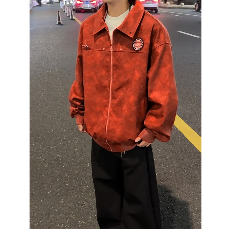 休闲男装新品港风冲锋衣多巴胺穿高档皮衣1404-2-7890-p85,男装夹克,星座1404-2