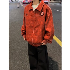 休闲男装新品港风冲锋衣多巴胺穿 高档皮衣1404-2-7890-p85图片