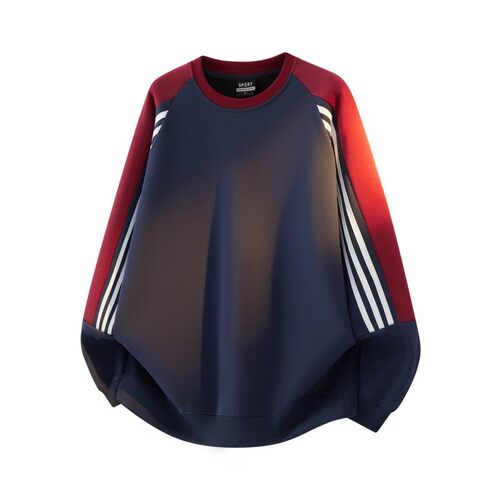 1404-2-WY22566-P42--新品重磅男女同款圆领卫衣套头拼接撞色上衣