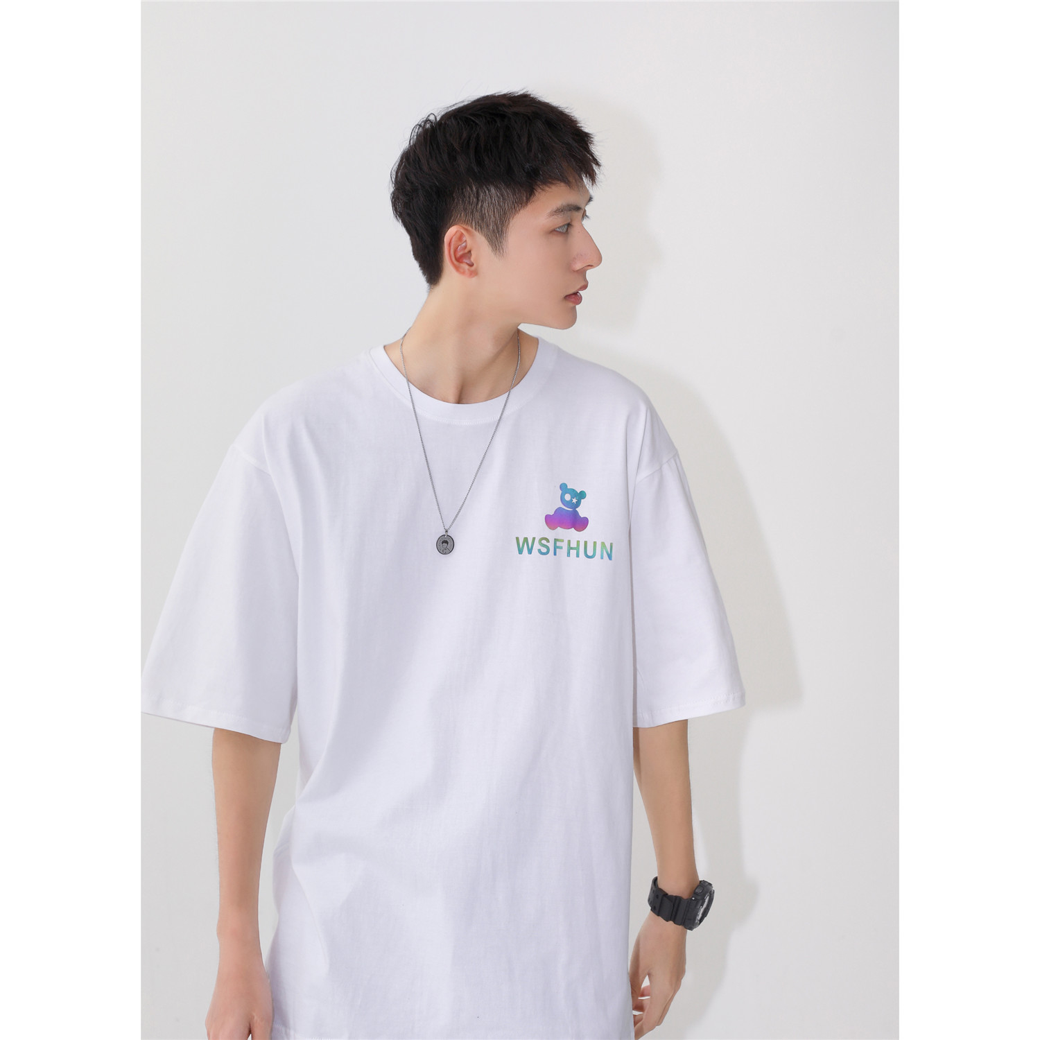 夏新款宽松设计感小众短袖薄1404-2-T066-P28五分体恤，女装T恤，星座1404-2