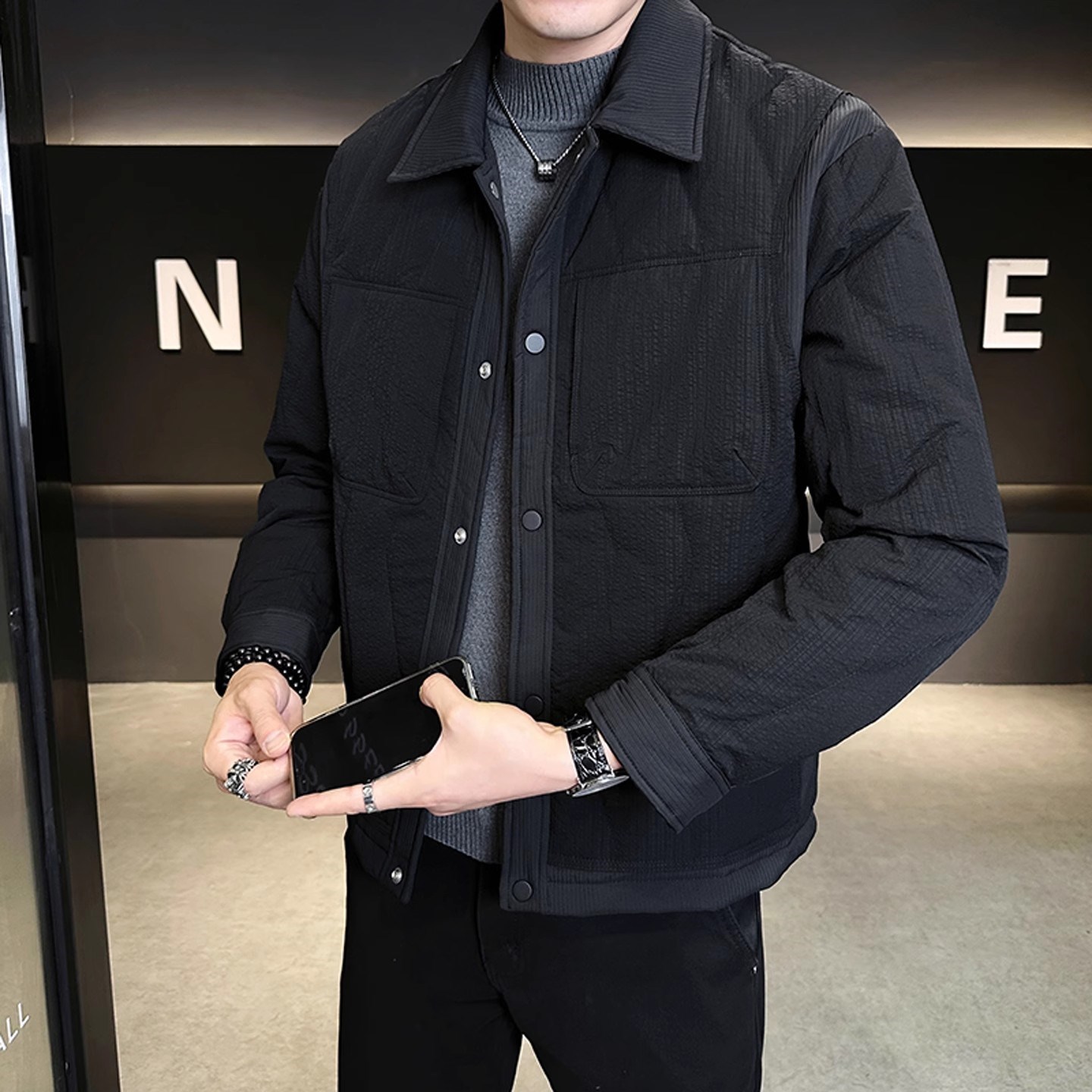 1404-2-BES208—P159高品质印花棉衣潮流时尚简约休闲百搭1帅气5，男装棉衣，星座1404-2