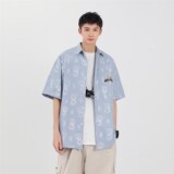 休闲男女装新品精品港风衬衣短袖中性风衬衫714-2-C28-p53，男装衬衫，星座1404-2