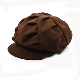 秋冬复古旋转捏褶八片报童帽街头设计感贝雷帽女八角帽瓜皮帽