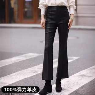 子2026新款 高腰显瘦直筒女九分裤 高弹力绵羊皮微喇裤 通勤知性修身