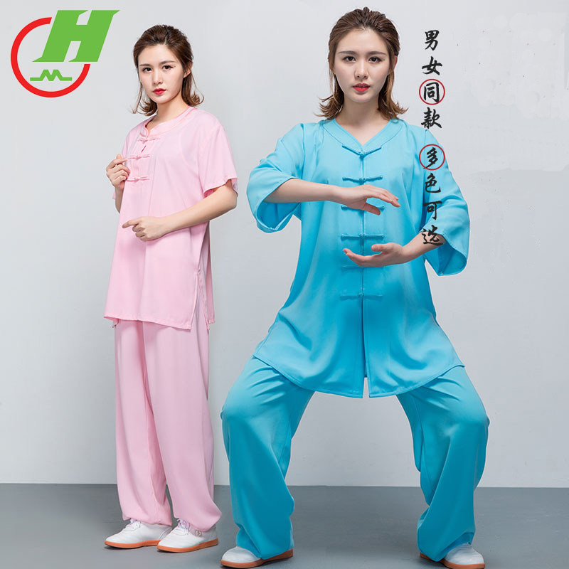 七分袖太极服武术服红棉男女同款