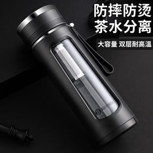 Bemega高硼硅玻璃杯男茶水分離泡茶杯大容量耐高溫防摔防爆水杯子