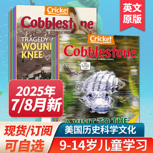 Cobblestone 订阅 鹅卵石2025 24年美国版 14岁初高中英语英文杂志订阅期刊蟋蟀童书2022年国外刊 儿童与历史科学9 打包