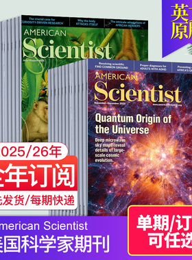 【单期/订阅】American Scientist 美国科学家期刊 2026全年订购6期 英文原版国外过期刊纸质2025年英语学习科普科技读物杂志