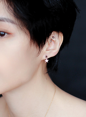 Natalia系列 原创设计  独家 925银 星月：星星耳钉 金色银色可选