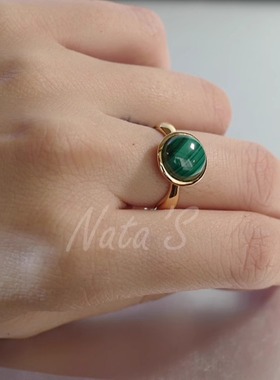 Natalia  925银 友谊戒指：孔雀石