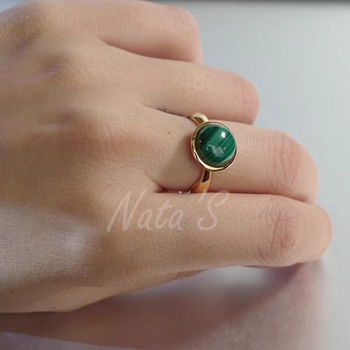 Natalia  925银 友谊戒指：孔雀石