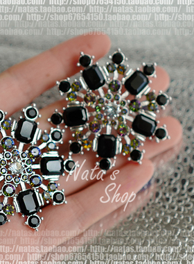 必入款！Nata'S独家 Black Snowflakes 黑色复古雪花大胸针